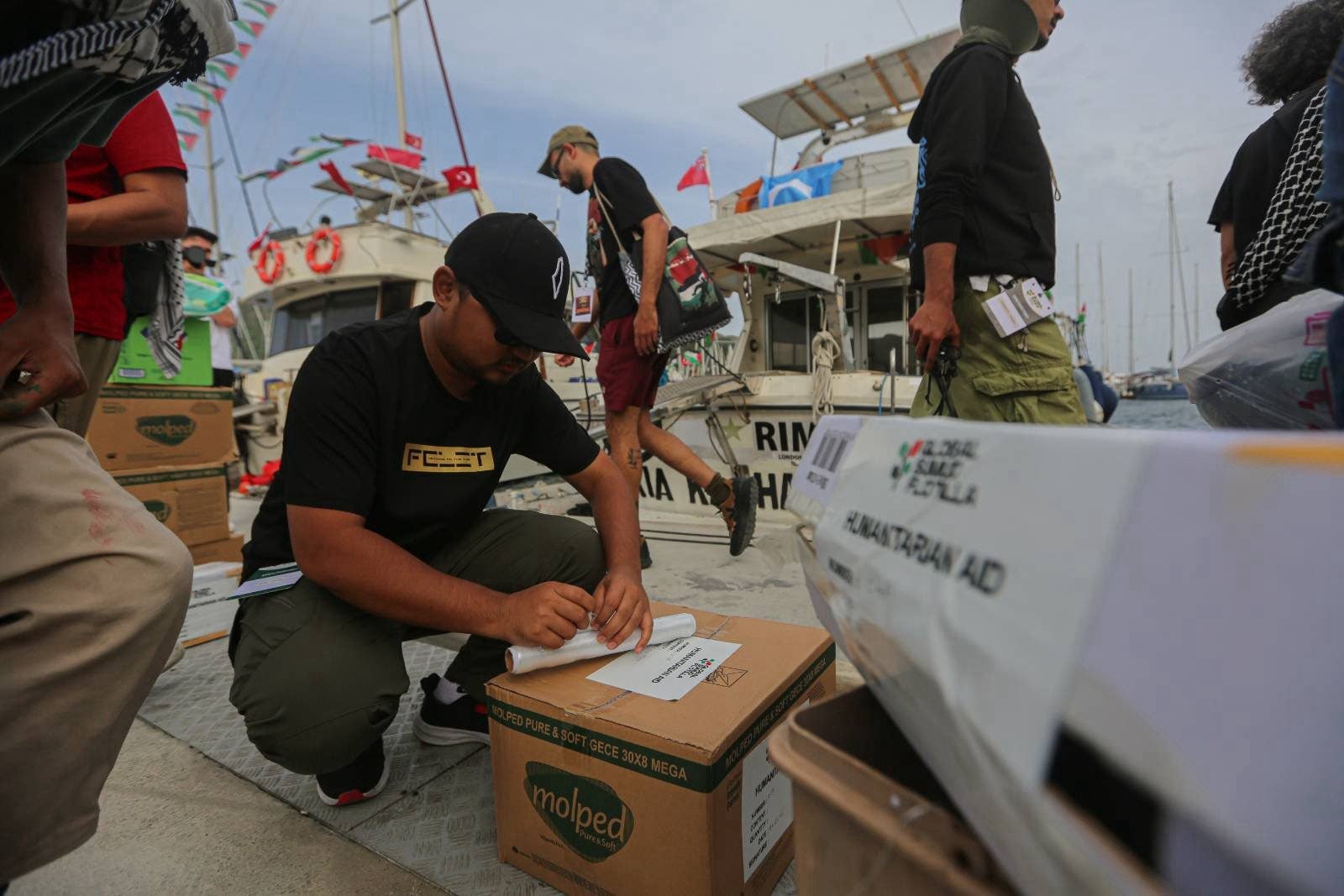 Humanitarian aid loaded for Gaza — food, medical supplies, and childcare essentials